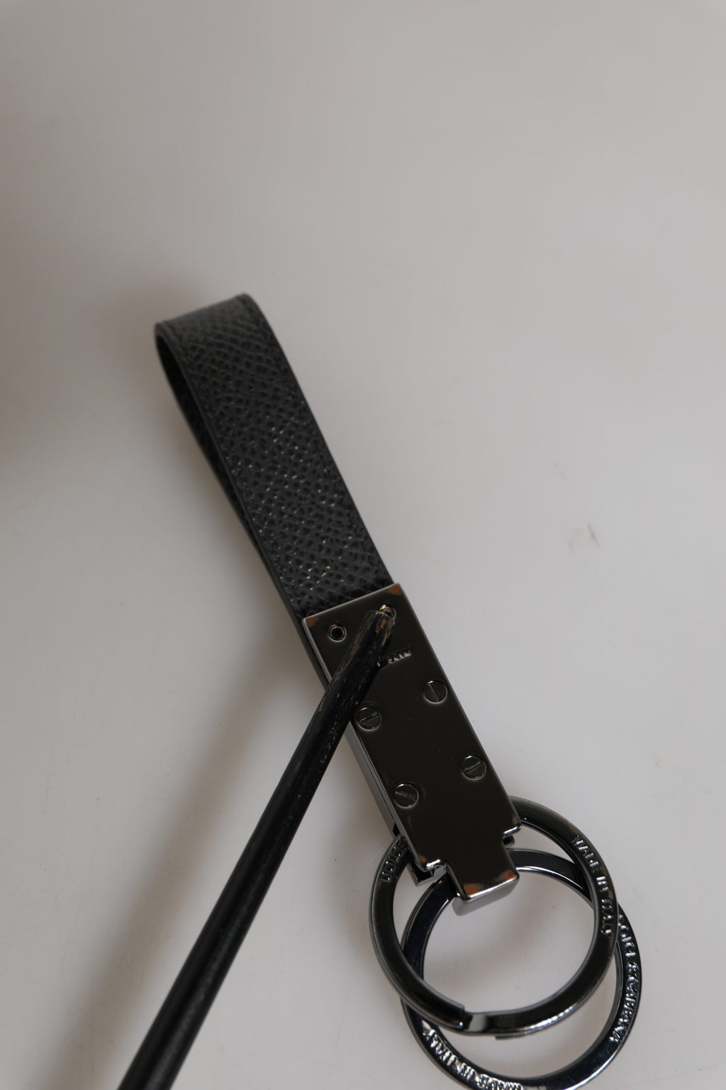 Dolce & Gabbana Brown Leather DG Plaque Double Keyring Holder Keychain