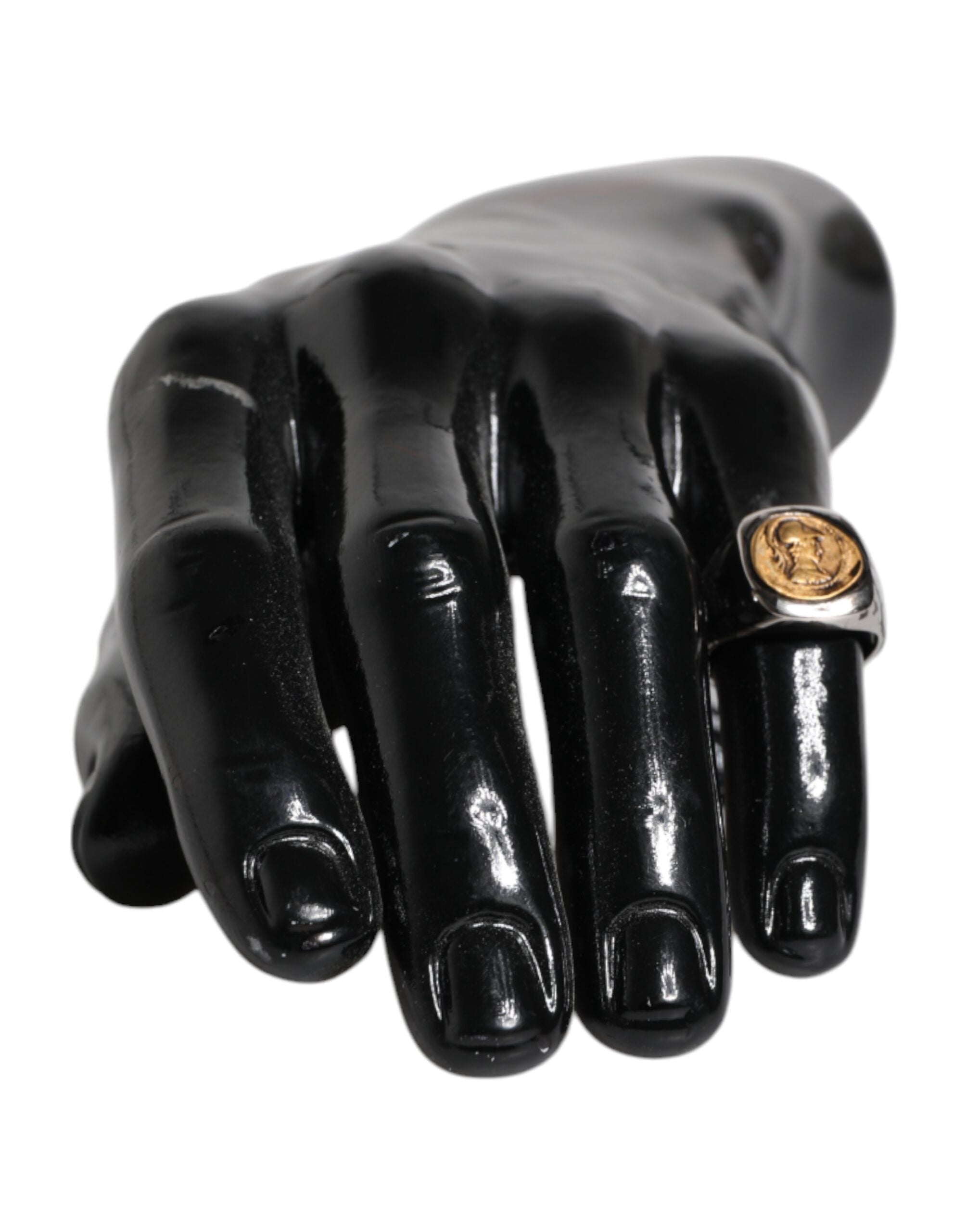 Dolce & Gabbana Silver Tone Engraved Two Color Real Brass Ring