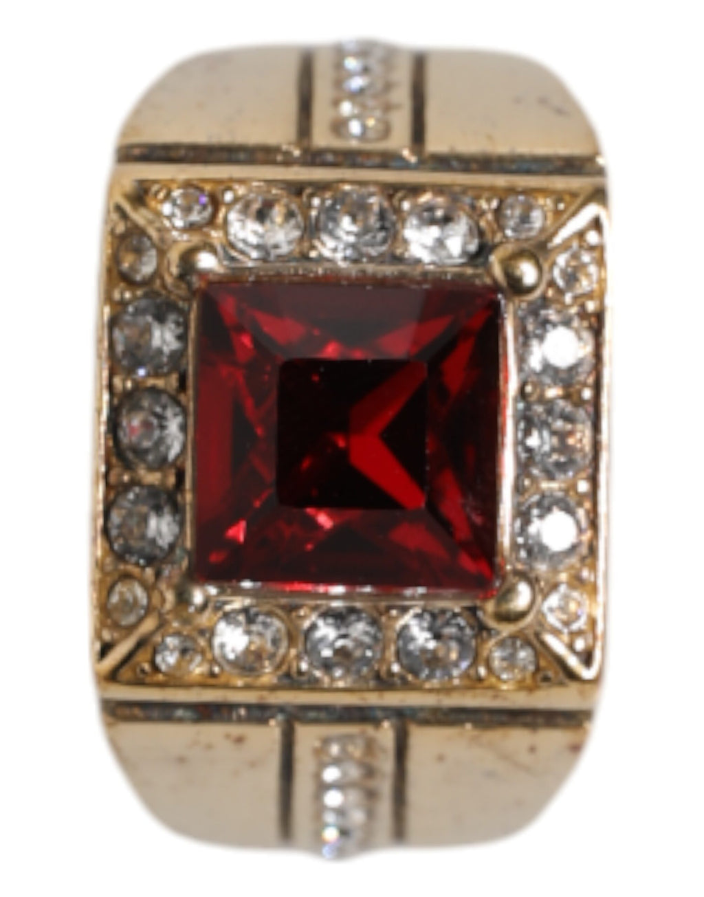 Dolce & Gabbana Gold Tone Sterling Silver 925 Crystals Ring