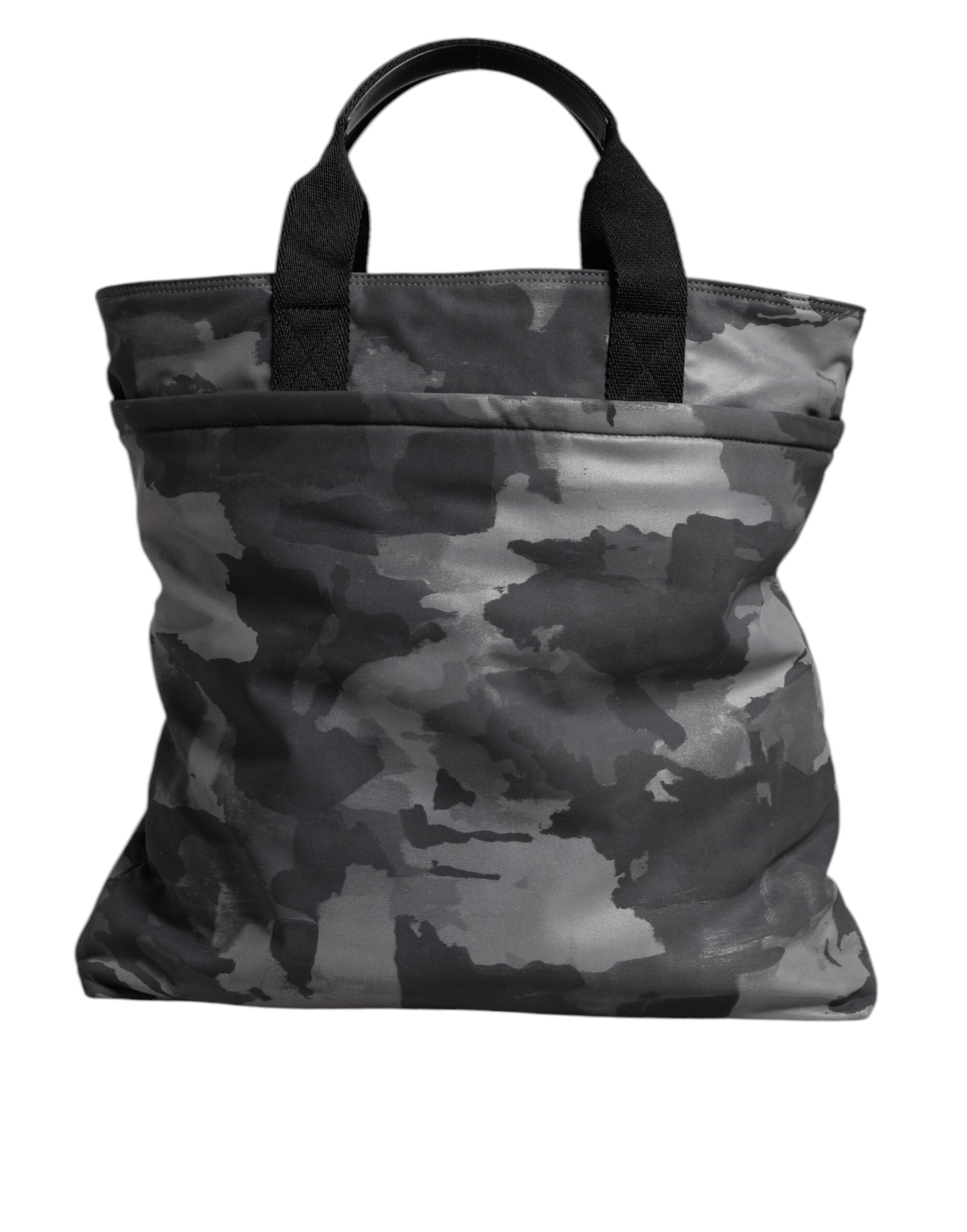 Dolce & Gabbana Gray Camo Cotton Multiple Compartments Tote Bag