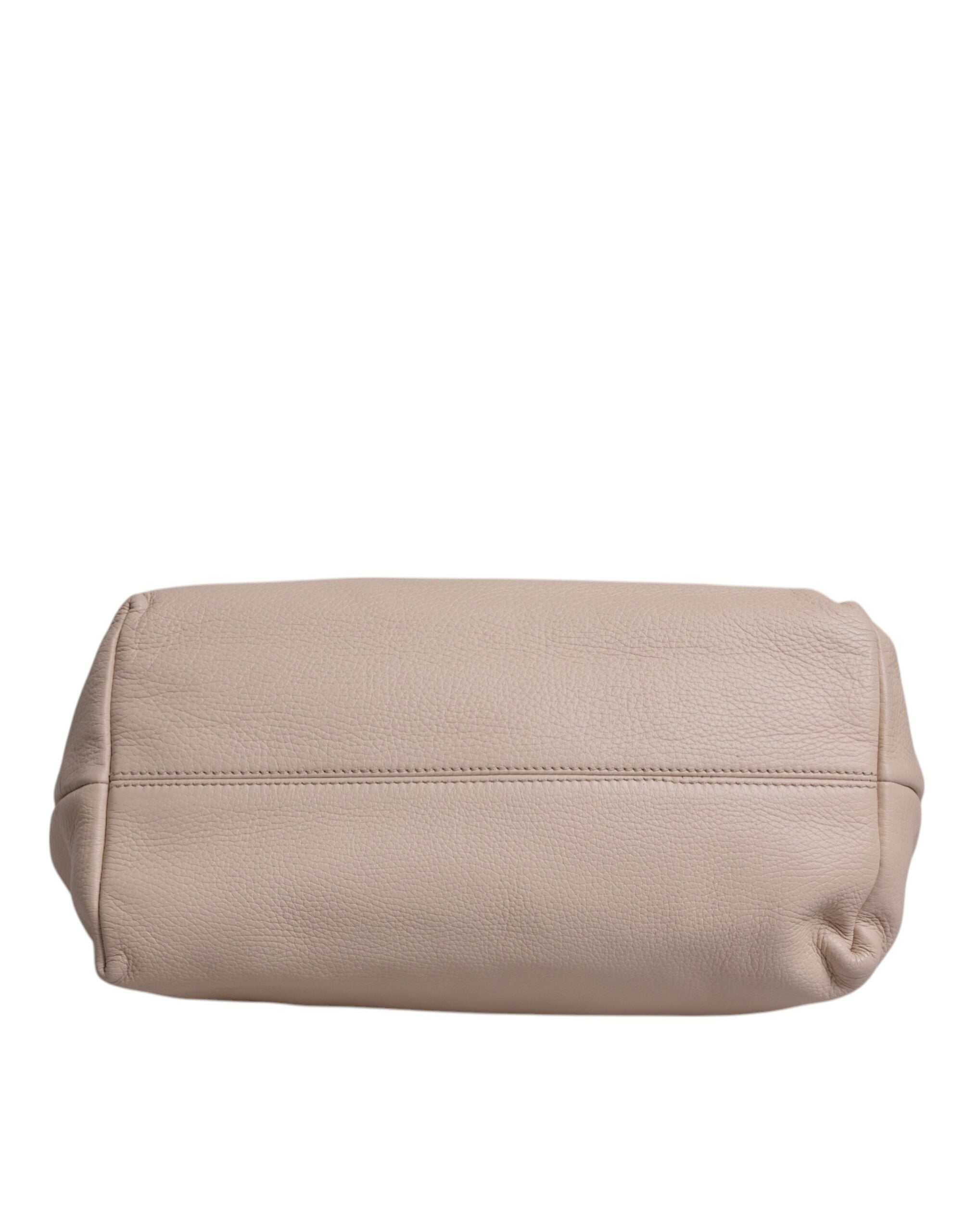 Dolce & Gabbana Light Pink Deer Leather Logo Plaque Tote Top Handle Bag