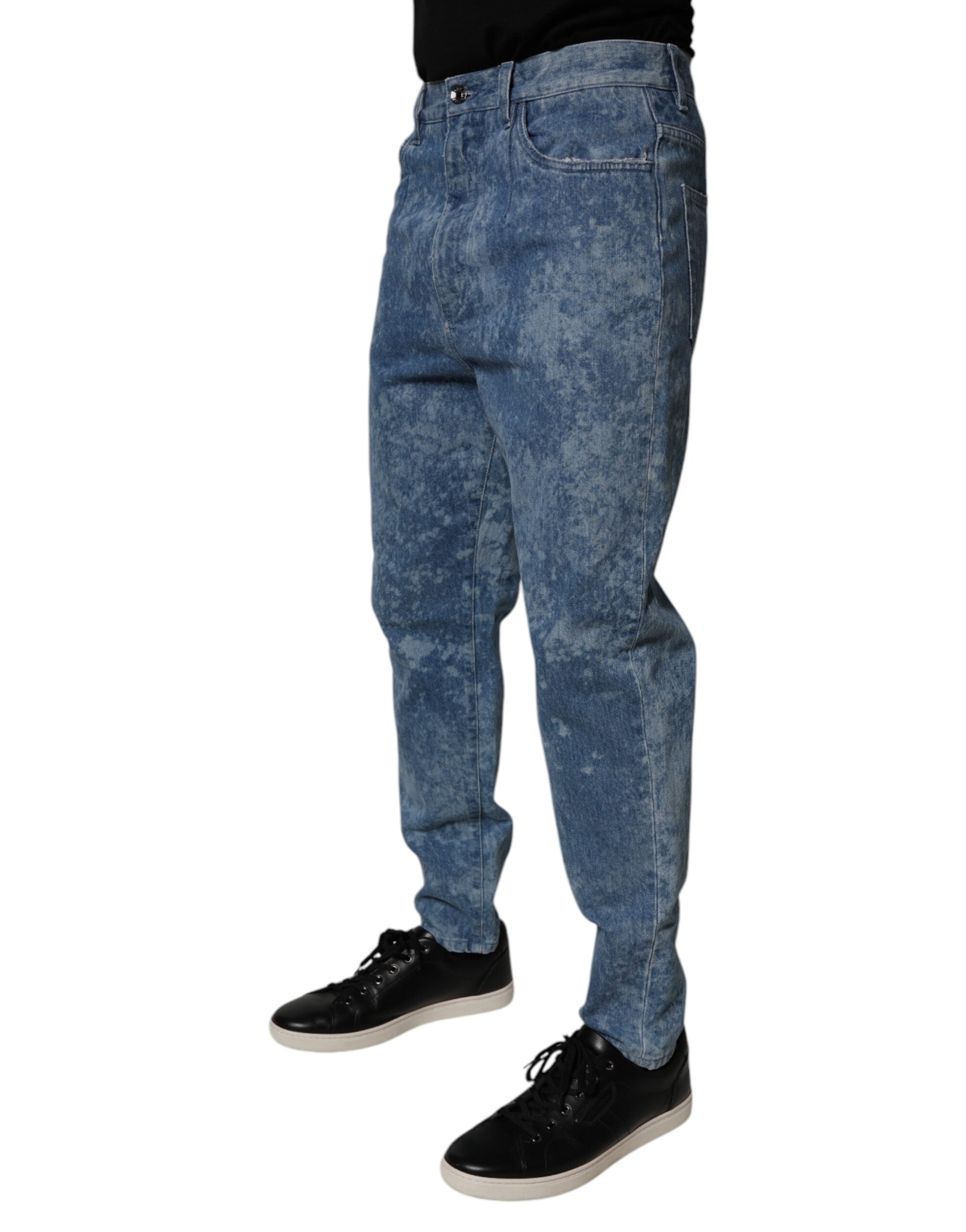 Dolce & Gabbana Blue Tie Dye Cotton Skinny Men Denim Jeans