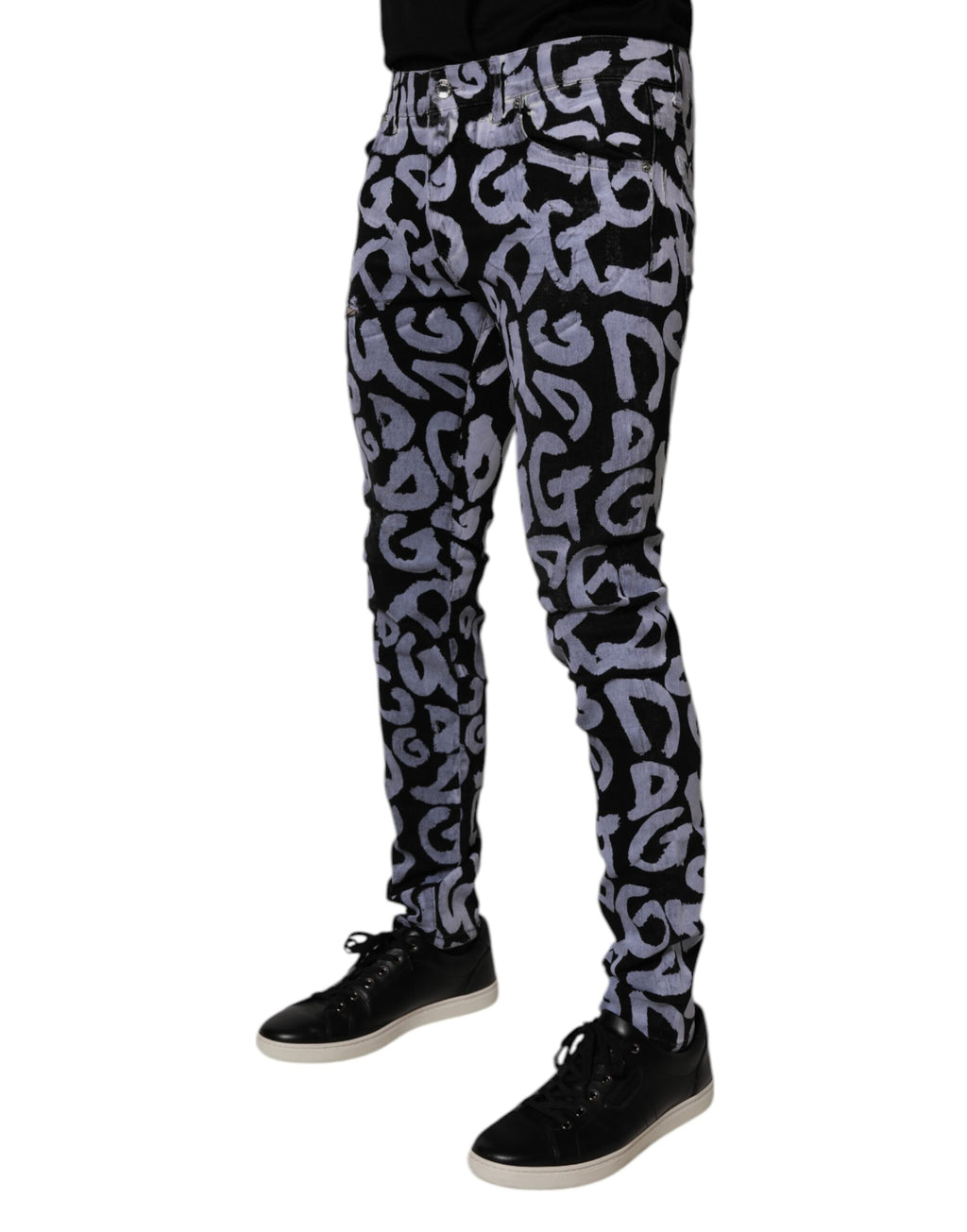 Dolce & Gabbana Black Logo Monogram Cotton Skinny Denim Jeans