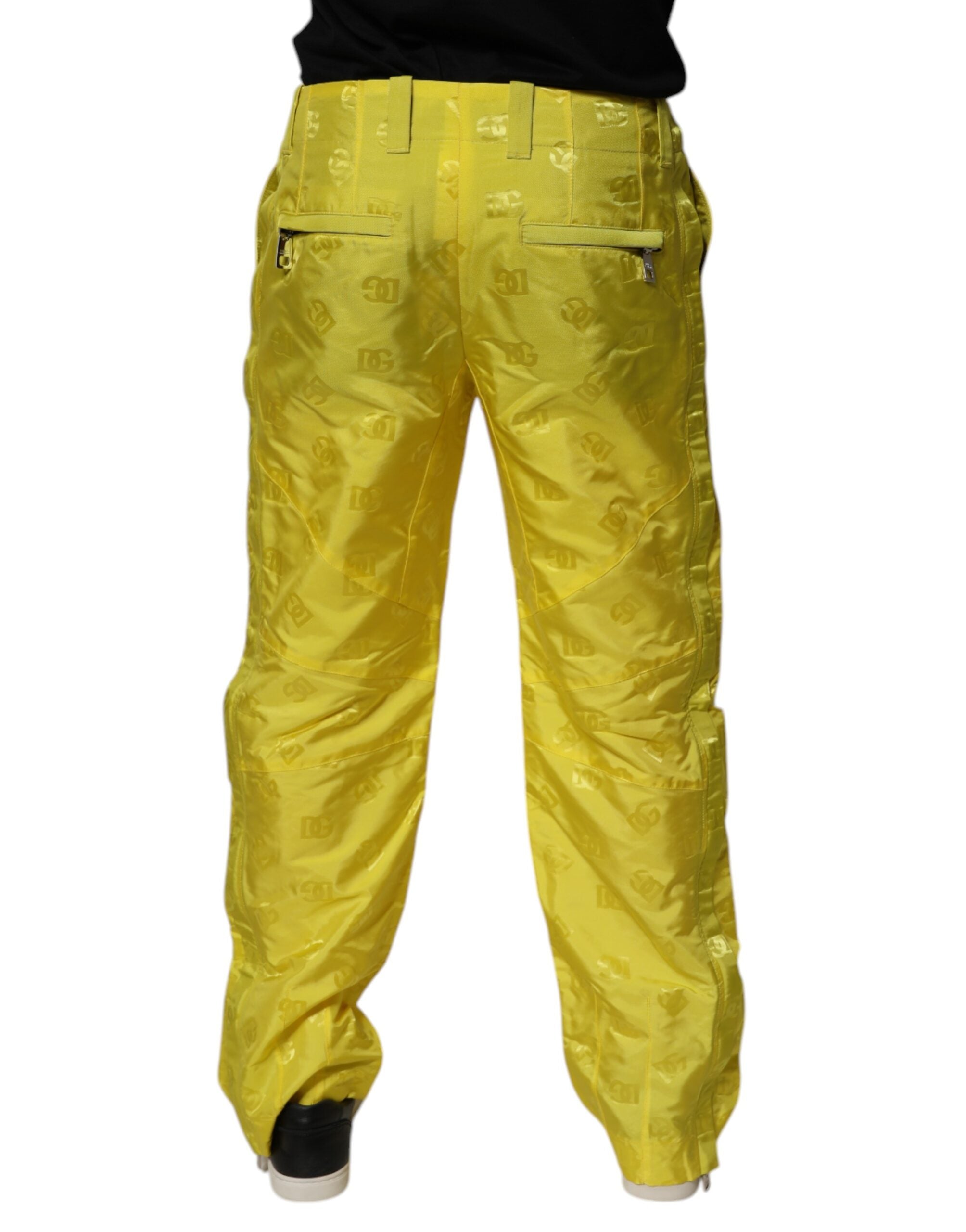 Pantalón Recto Amarillo Dolce & Gabbana de Poliéster con Monograma DG