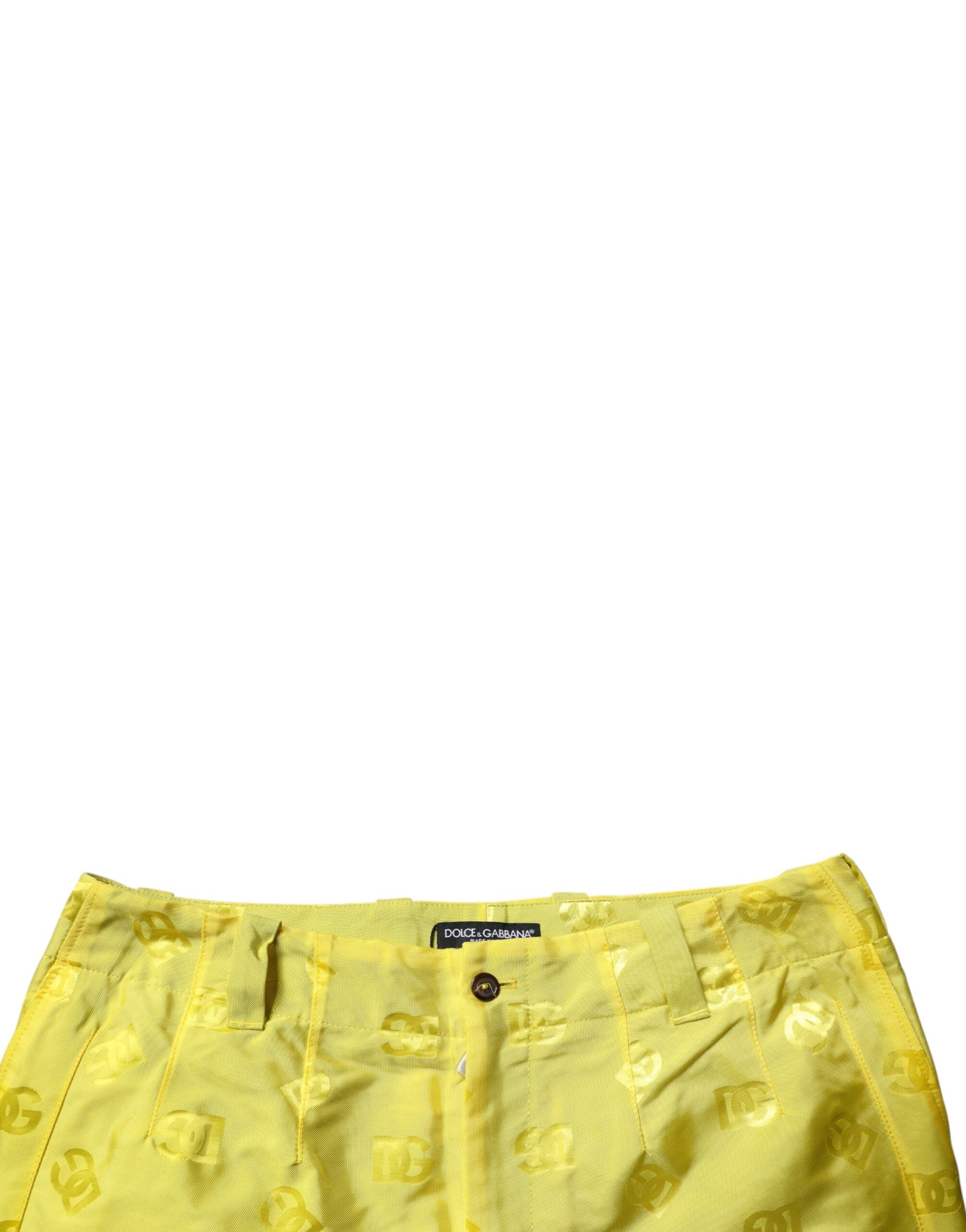 Pantalón Recto Amarillo Dolce & Gabbana de Poliéster con Monograma DG