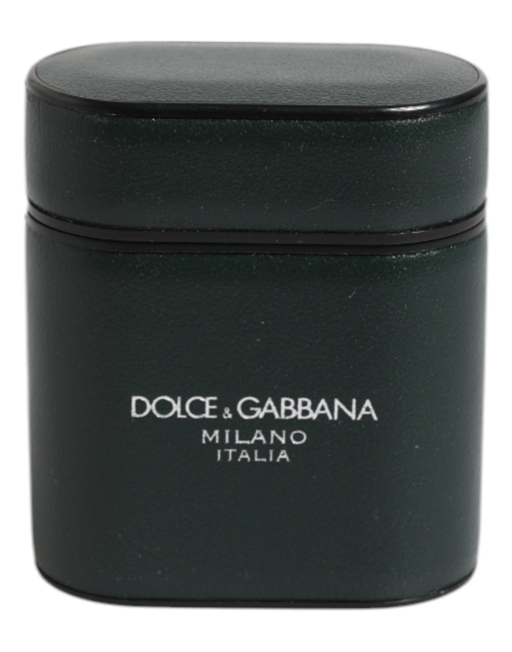 Dolce & Gabbana Black Calfskin Leather Logo Print Flip Holder Airpods Case