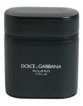 Dolce & Gabbana Black Calfskin Leather Logo Print Flip Holder Airpods Case