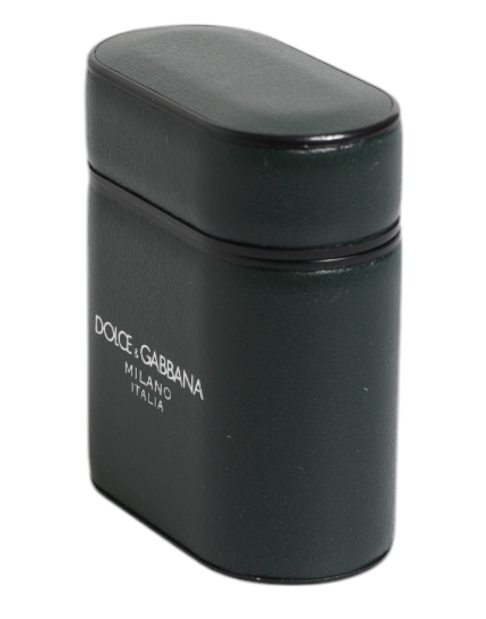 Dolce & Gabbana Black Calfskin Leather Logo Print Flip Holder Airpods Case