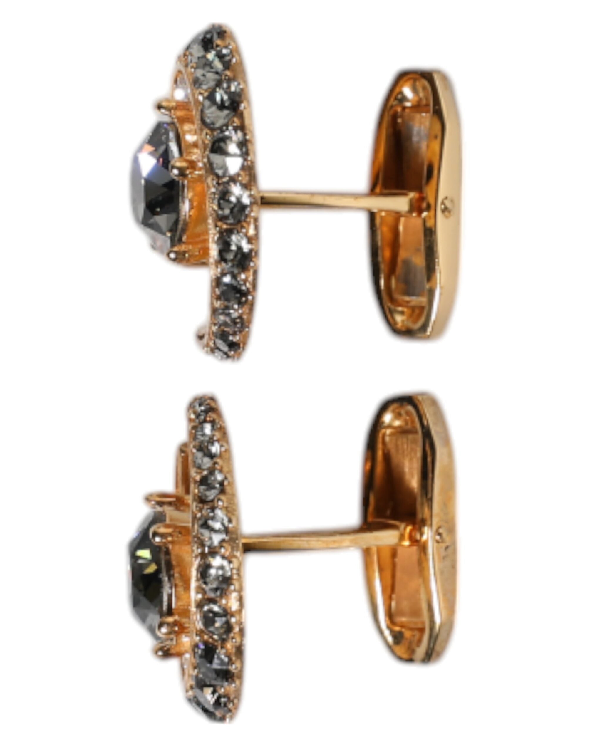 Dolce & Gabbana Brass Gold Black Crystal Luna Cufflink