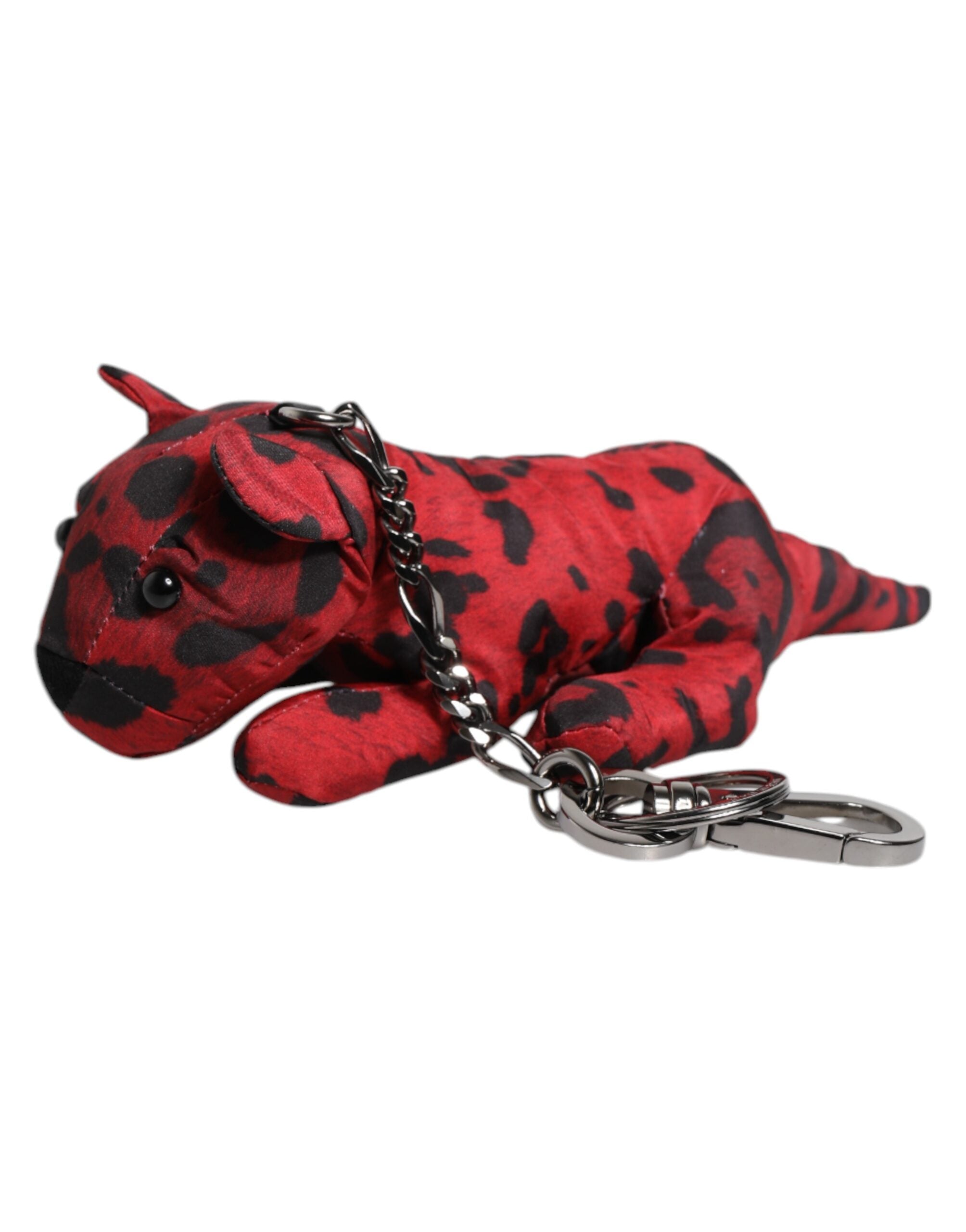 Dolce & Gabbana Red Black Polyester Animal Silhouette Keychain Keyring