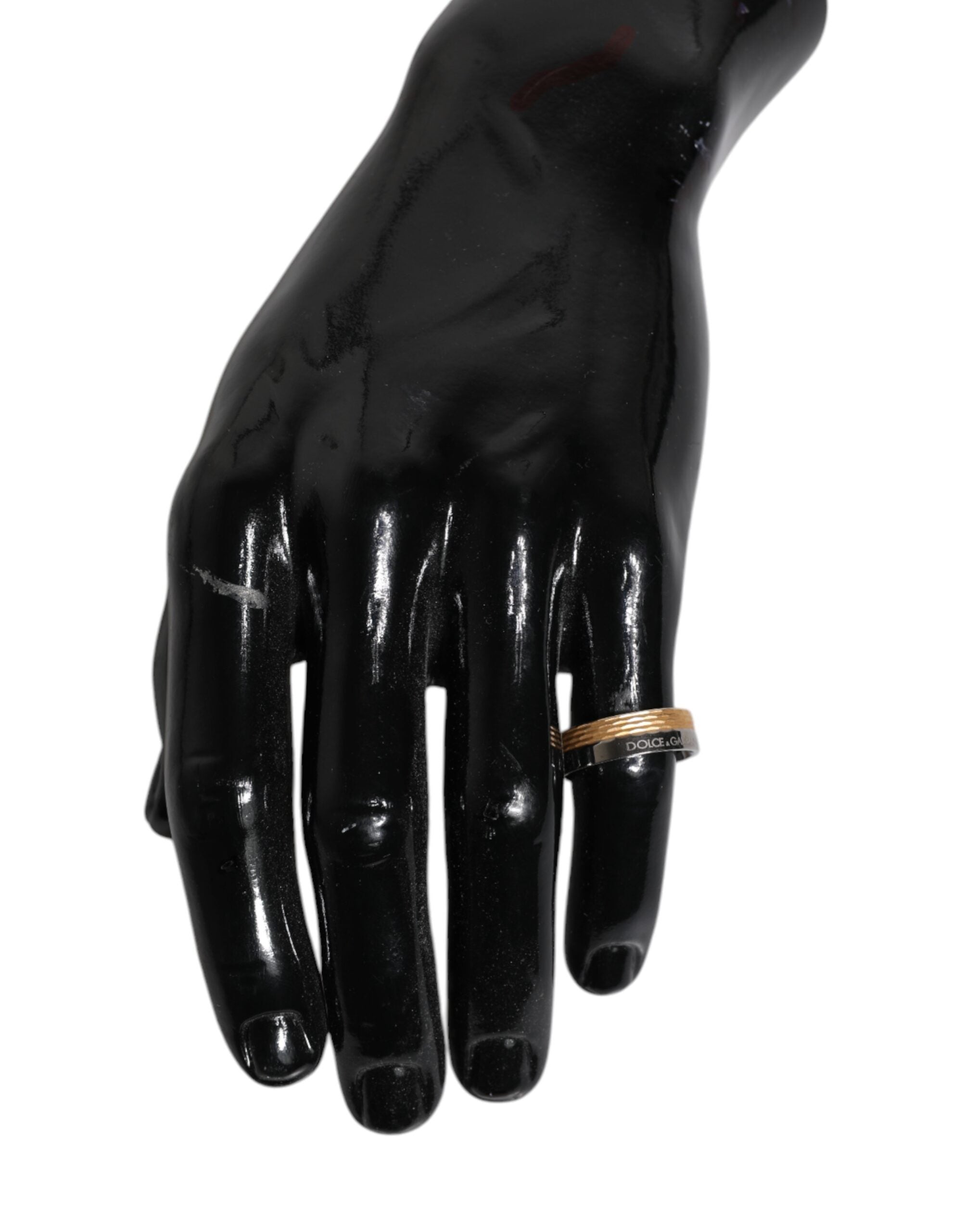 Dolce & Gabbana Gold Silver Tone Real Brass DG Logo Ring