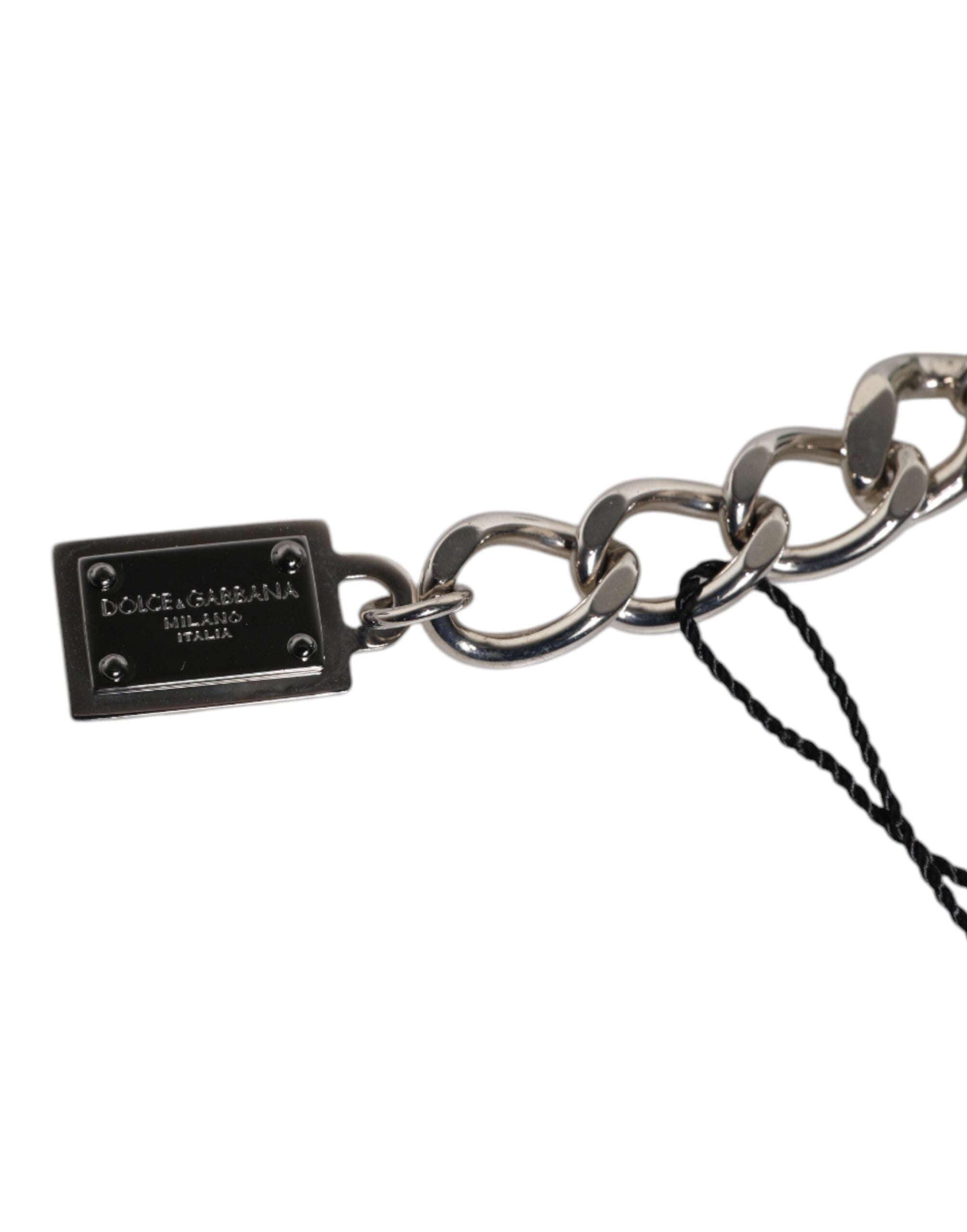 Pulsera con dije adornado con logo de dados de latón en tono plateado de Dolce & Gabbana