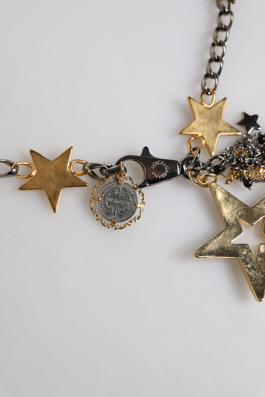 Dolce & Gabbana Silver Gold Brass Embellished Waist Chain Belt