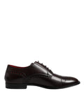 Dolce & Gabbana Maroon Calfskin Leather Derby Men Dress Shoes