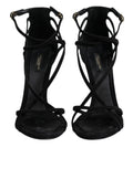 Dolce & Gabbana Black Leather Stiletto Heels Sandals Shoes