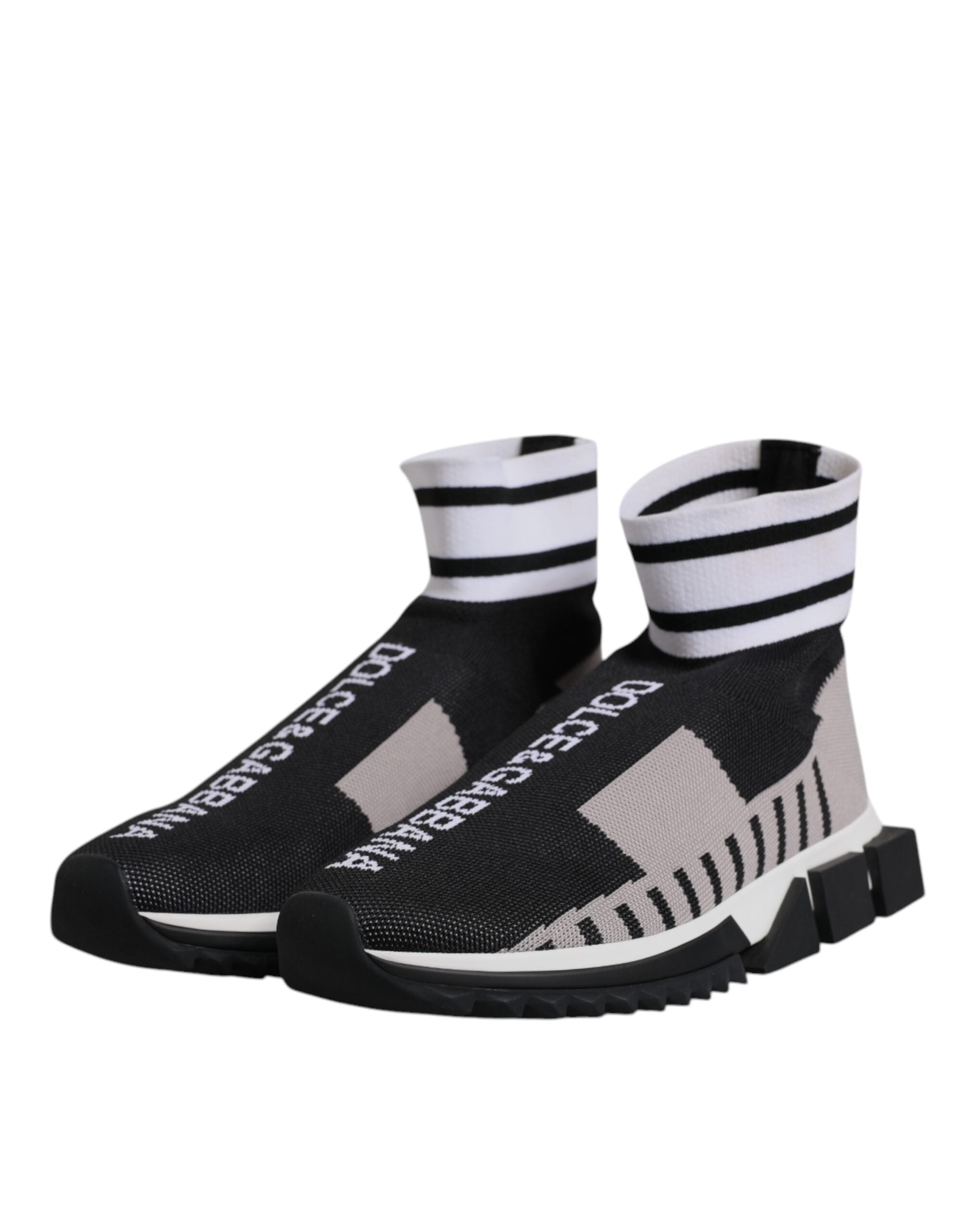 Dolce & Gabbana Black Gray Sorrento Socks Men Sneakers Shoes