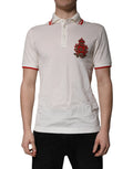 Dolce & Gabbana White Cotton Logo Collared Polo Men T-shirt