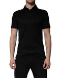 Dolce & Gabbana Black Cotton Collared Polo T-shirt