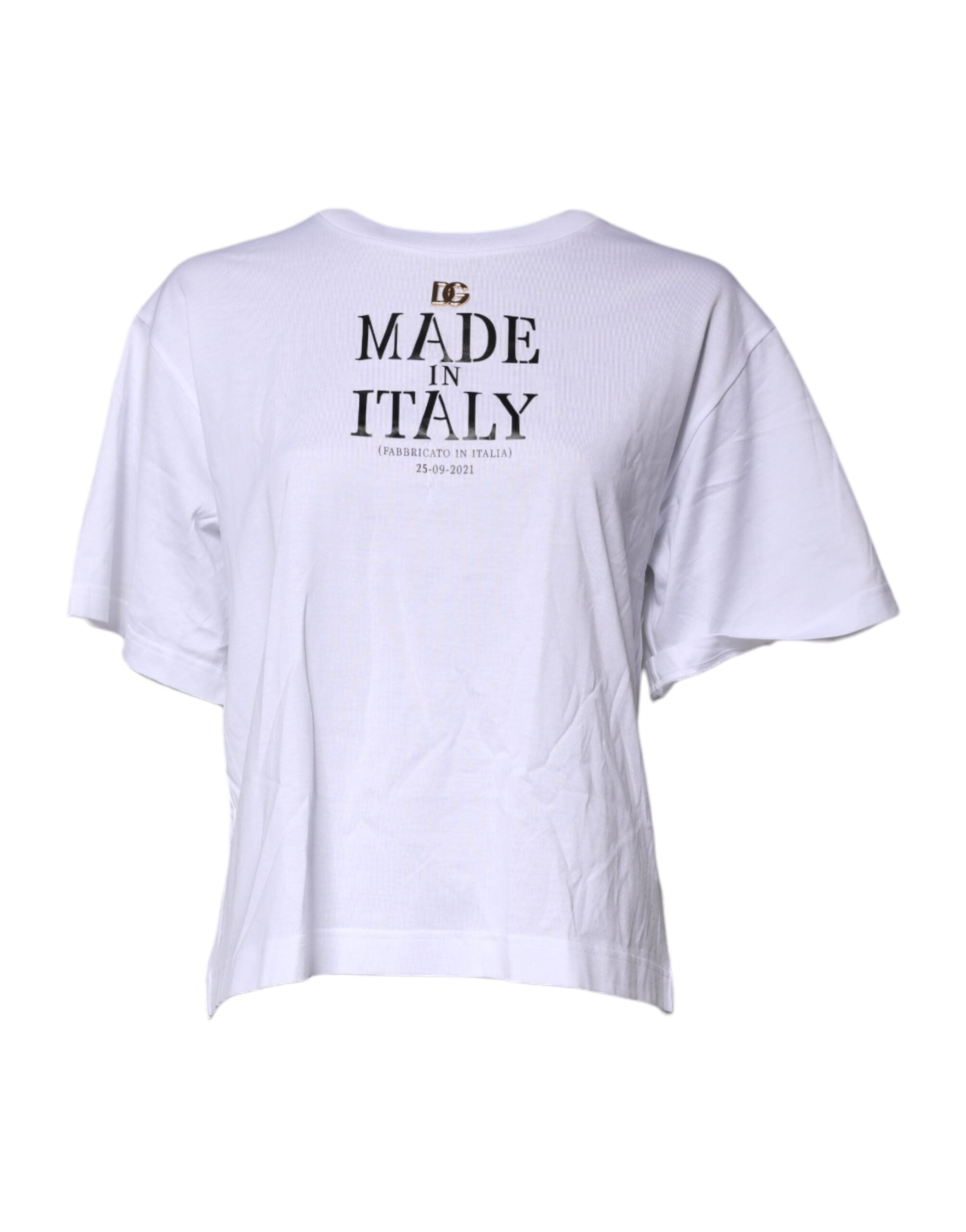 Camiseta de algodón Dolce & Gabbana blanca con estampado y cuello redondo