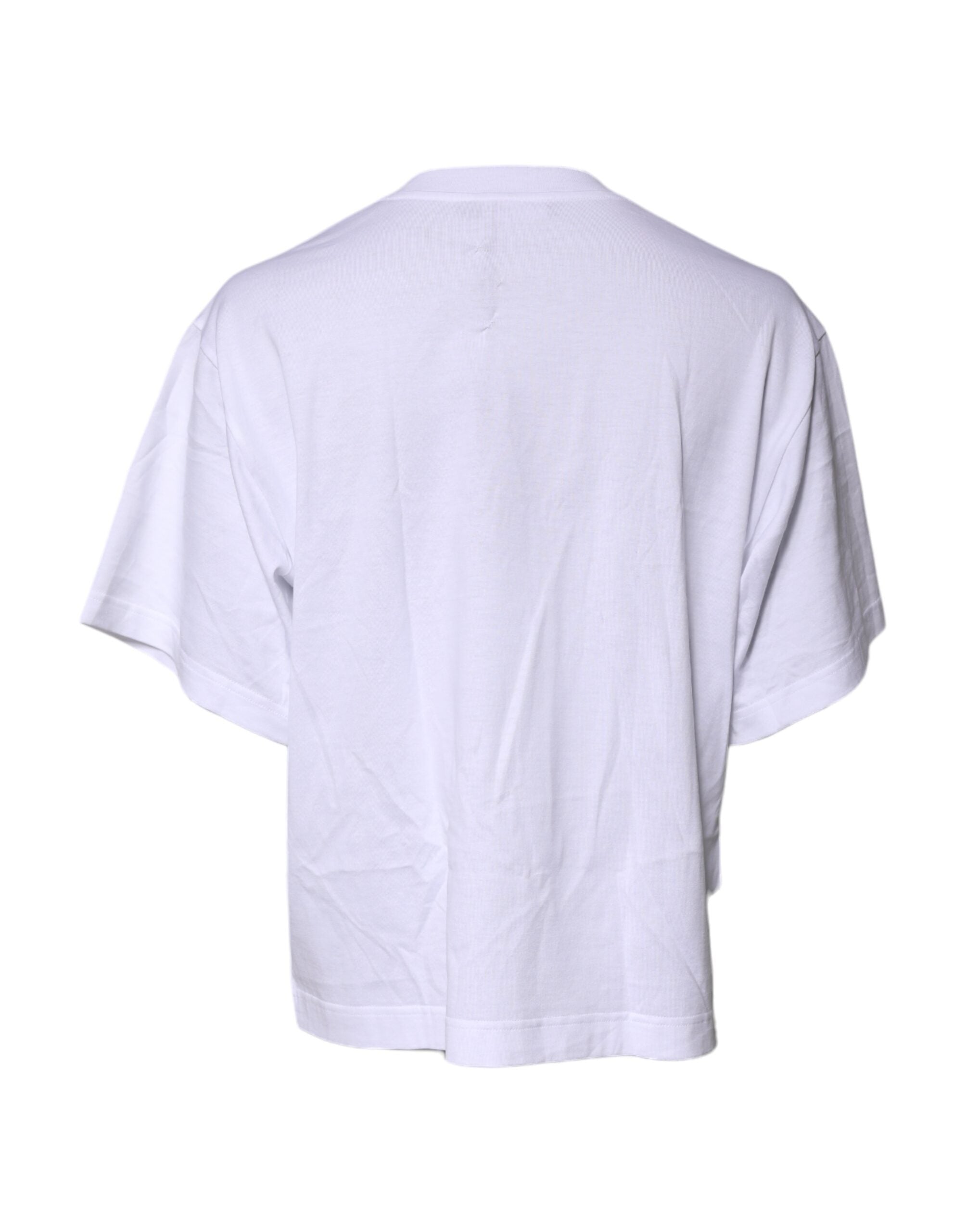 Camiseta de algodón Dolce & Gabbana blanca con estampado y cuello redondo