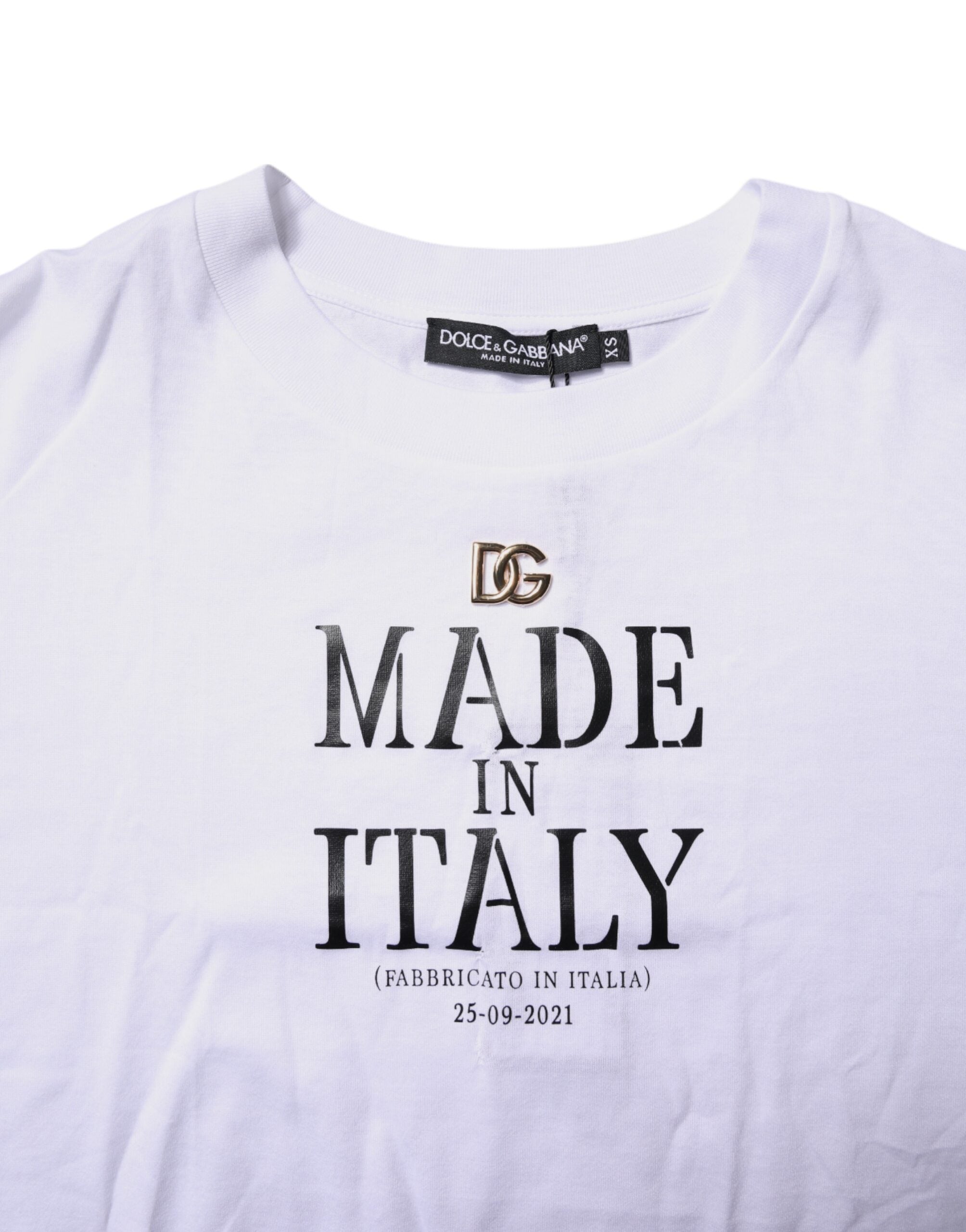 Camiseta de algodón Dolce & Gabbana blanca con estampado y cuello redondo