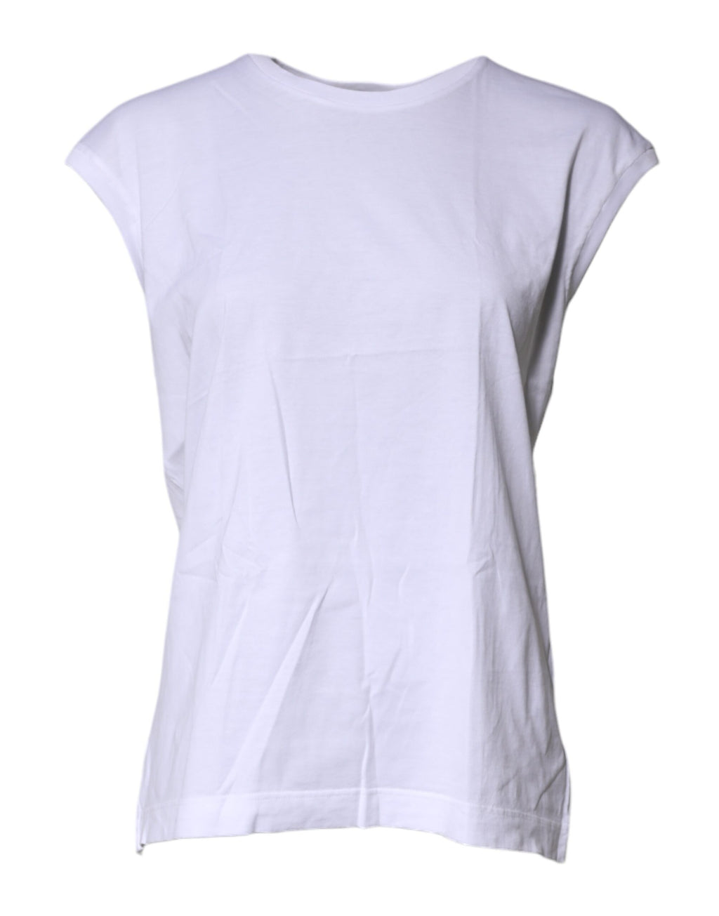Dolce & Gabbana White Cotton Sleeveless Round Neck Tank Top