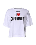 Dolce & Gabbana White Printed Round Neck Top Cotton T-shirt