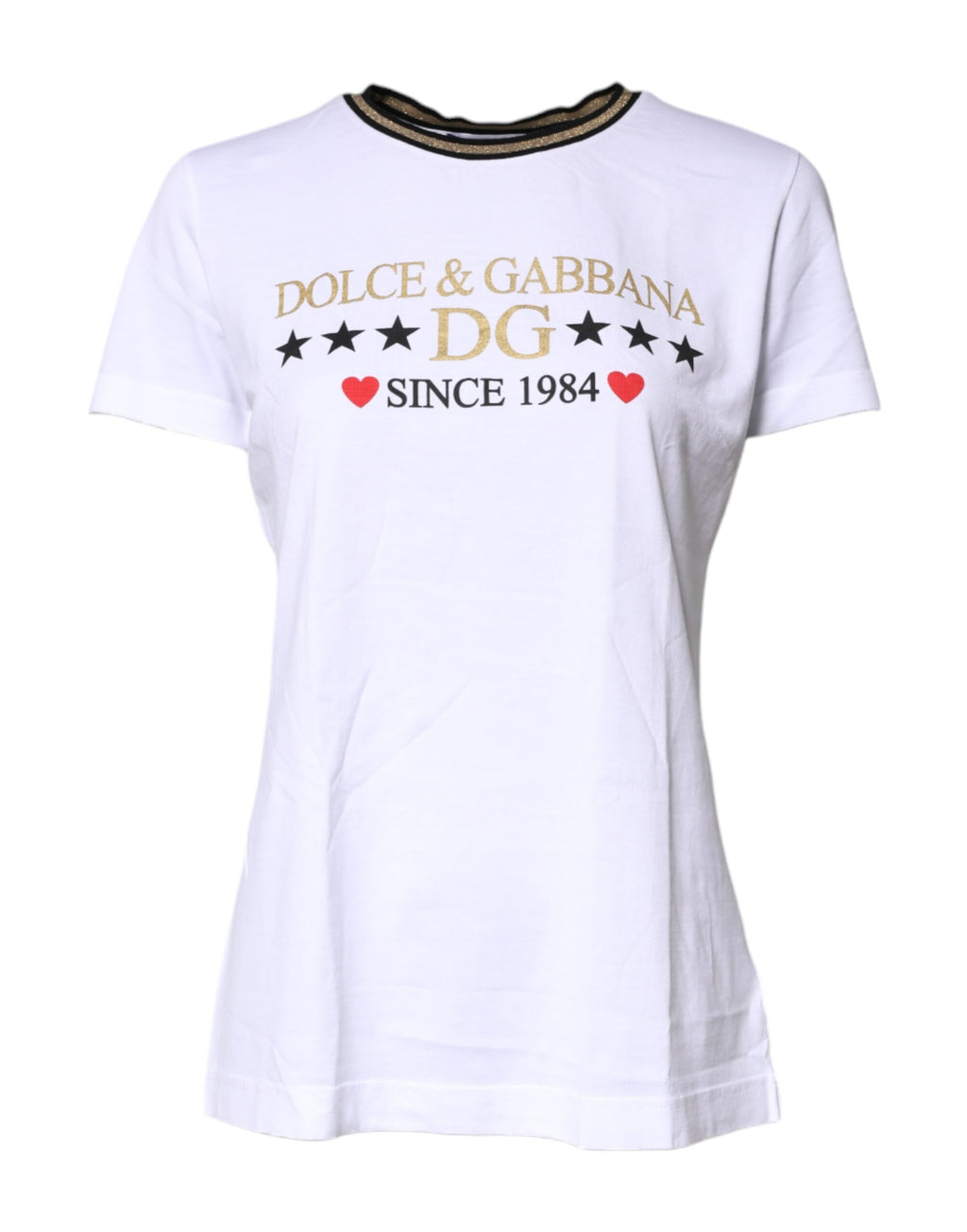 Camiseta de algodón Dolce & Gabbana blanca con estampado y cuello redondo