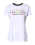 Camiseta de algodón Dolce & Gabbana blanca con estampado y cuello redondo