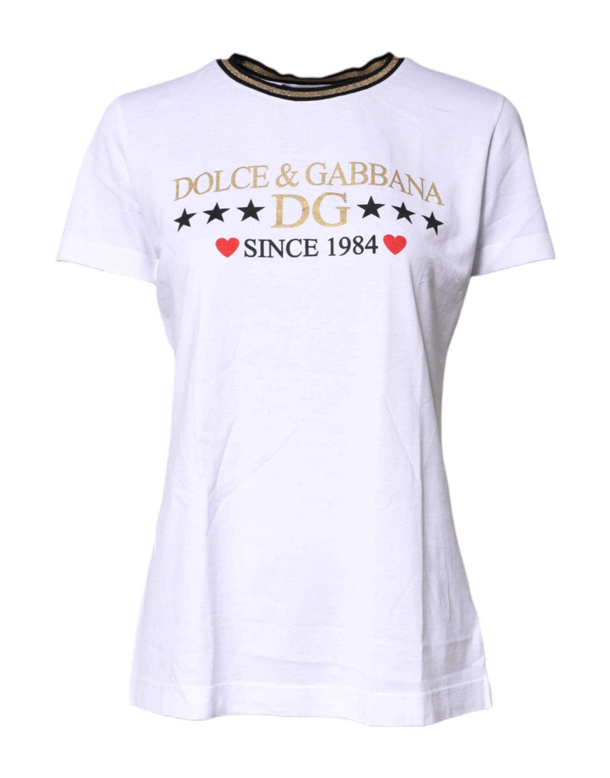 Camiseta de algodón Dolce & Gabbana blanca con estampado y cuello redondo