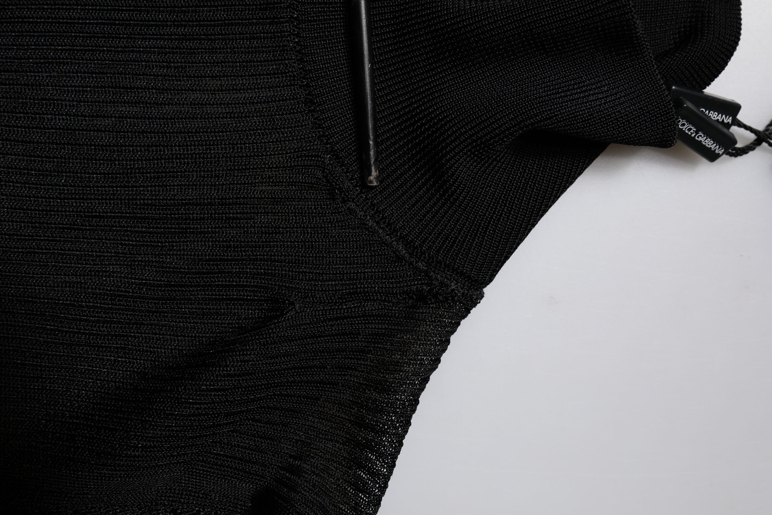 Dolce & Gabbana Black Knit Long Sleeves Turtleneck Slim Top