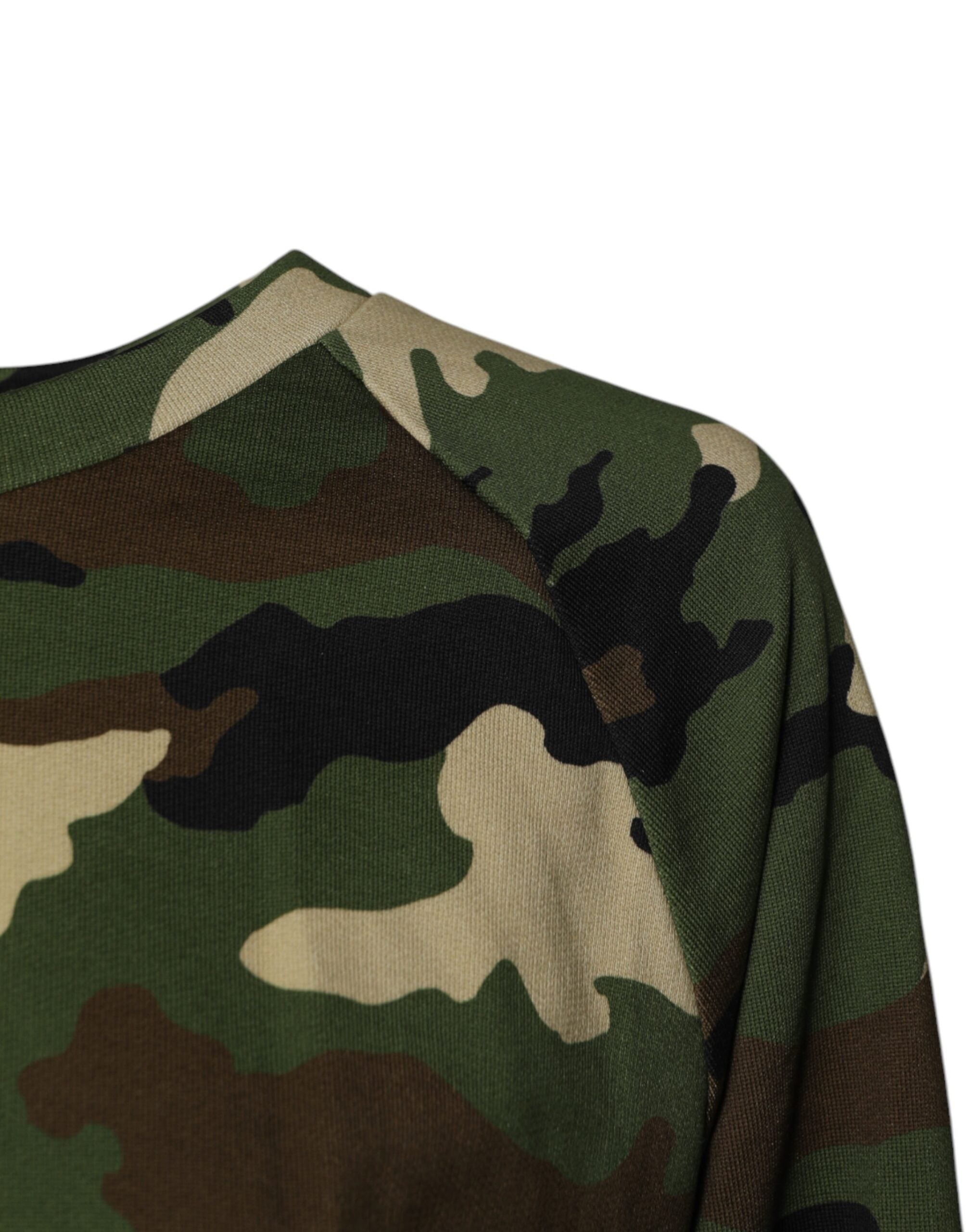 Dolce & Gabbana Multicolor Camou Cropped Sweatshirt Sweater