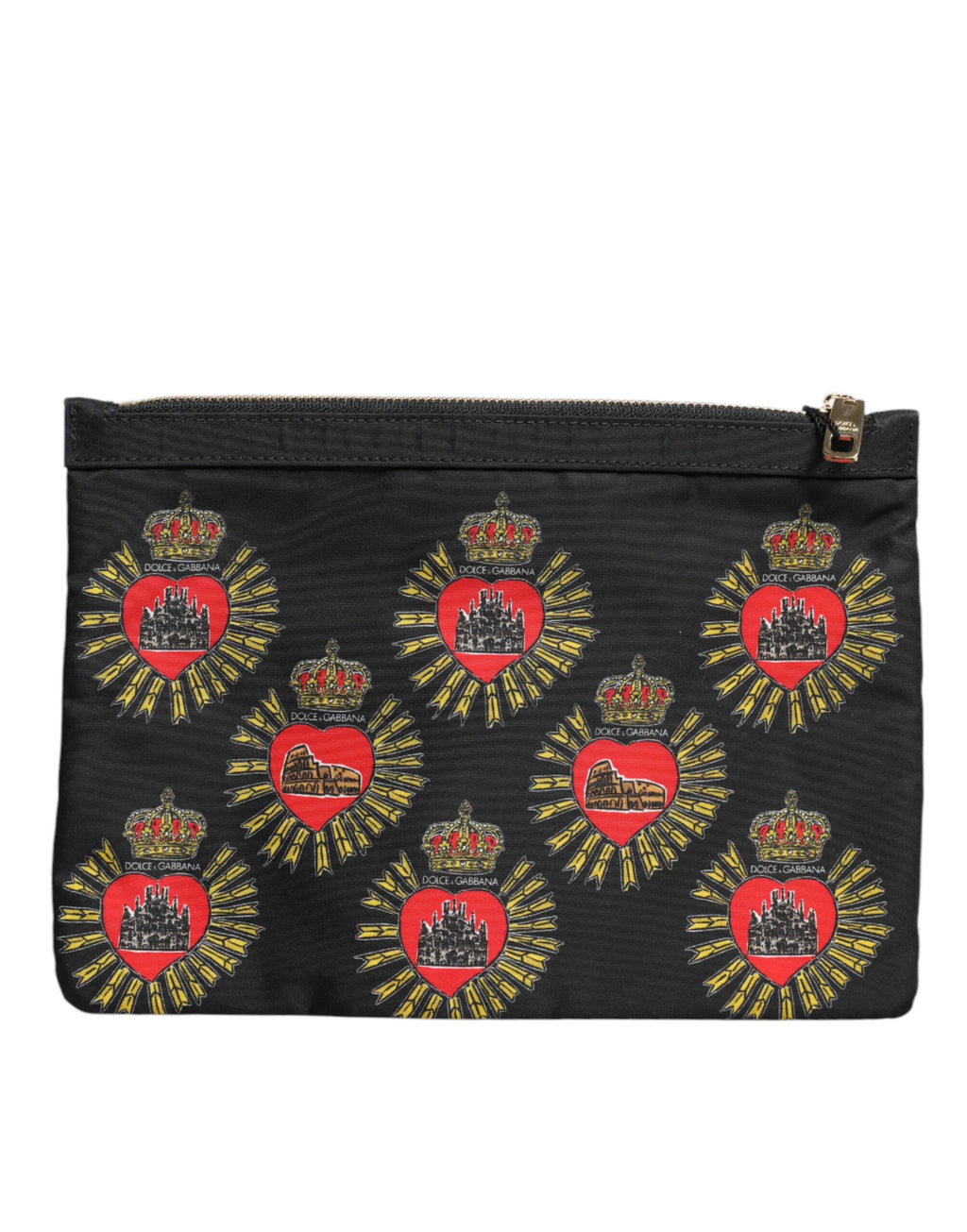 Dolce & Gabbana Black Red Nylon Sacred Heart Clutch Pouch Bag