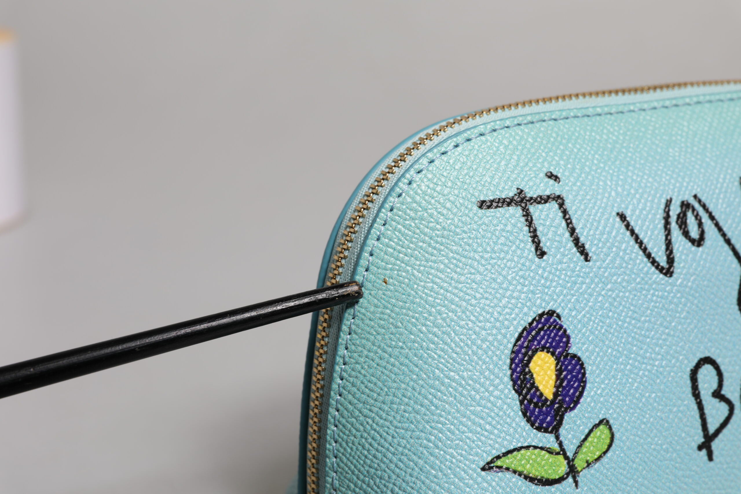 Dolce & Gabbana Light Blue Leather Handbag Clutch Mini Purse Pouch Bag