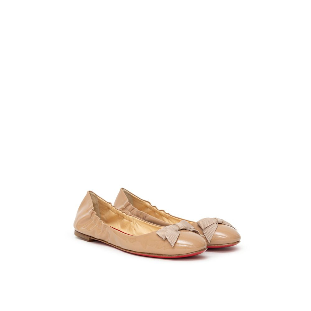 Christian Louboutin Beige Patent Leather Flat Shoe