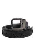 Dolce & Gabbana Black Exotic Leather Metal Logo Buckle Belt