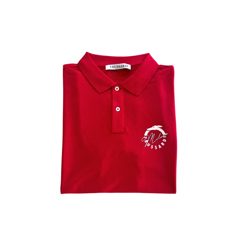 Trussardi Beachwear Red Cotton Mens Polo Shirt