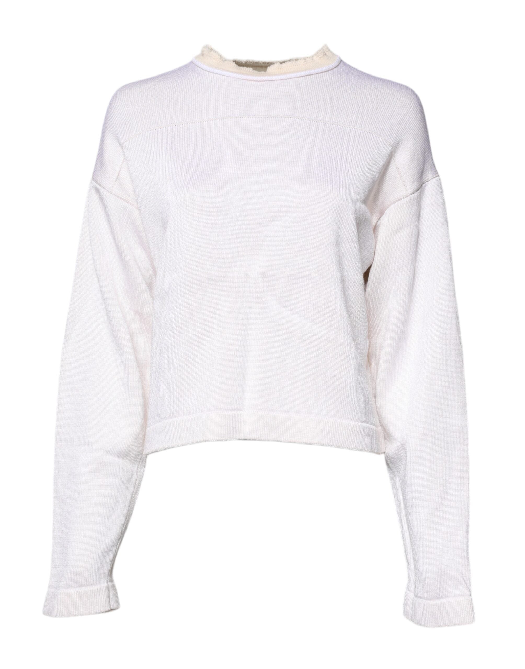 Suéter Jil Sander de viscosa blanca con cuello redondo y manga larga