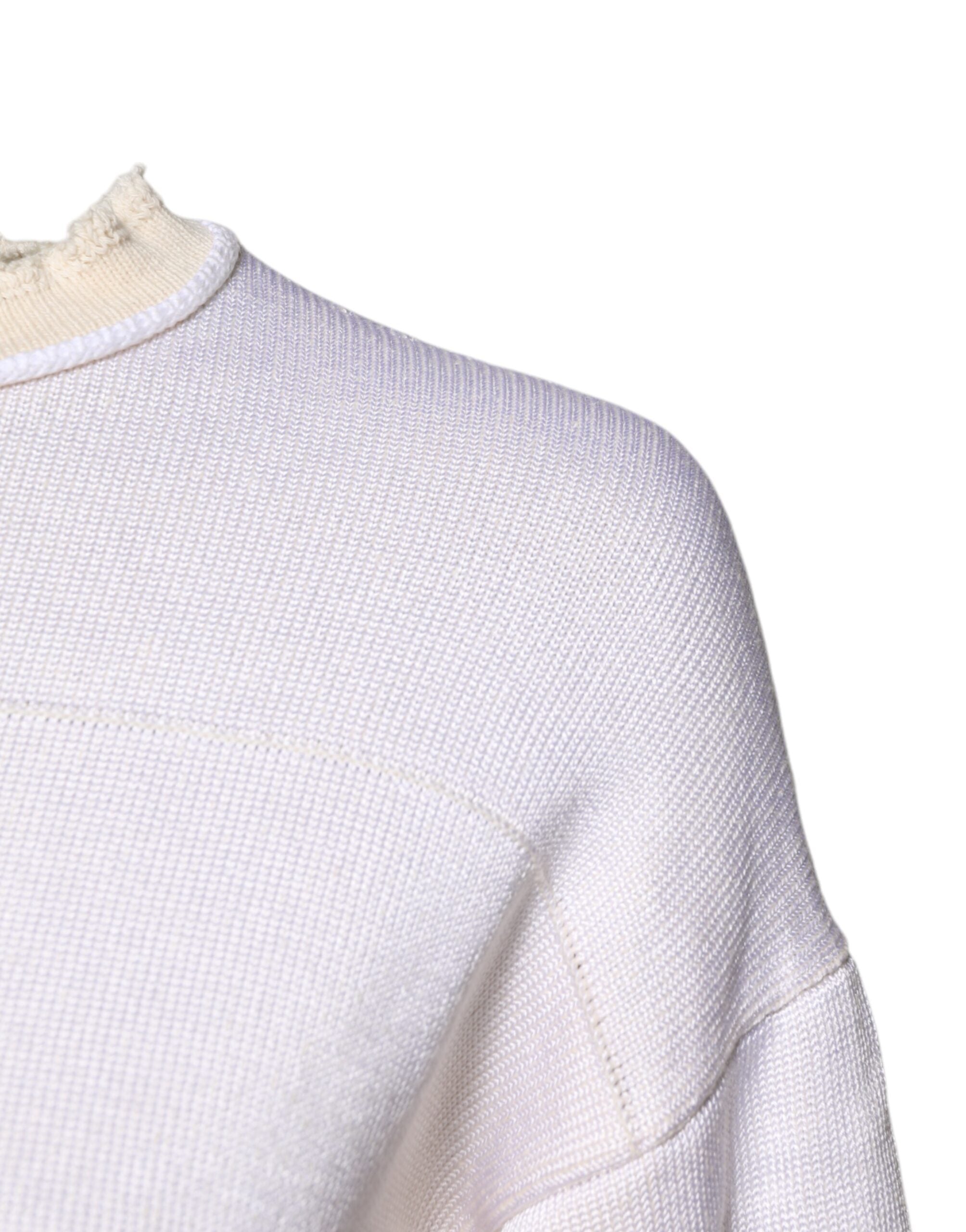 Suéter Jil Sander de viscosa blanca con cuello redondo y manga larga