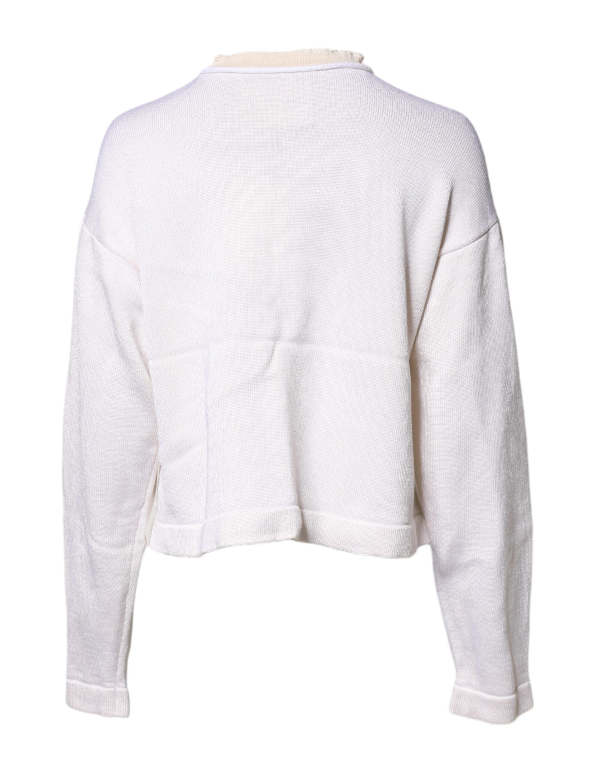 Suéter Jil Sander de viscosa blanca con cuello redondo y manga larga