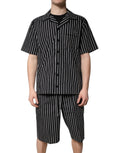 Dolce & Gabbana Black White Stripes Cotton Men Pajama Set Sleepwear