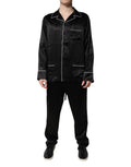 Dolce & Gabbana Black Silk Shirt Pants Pajama Set Sleepwear