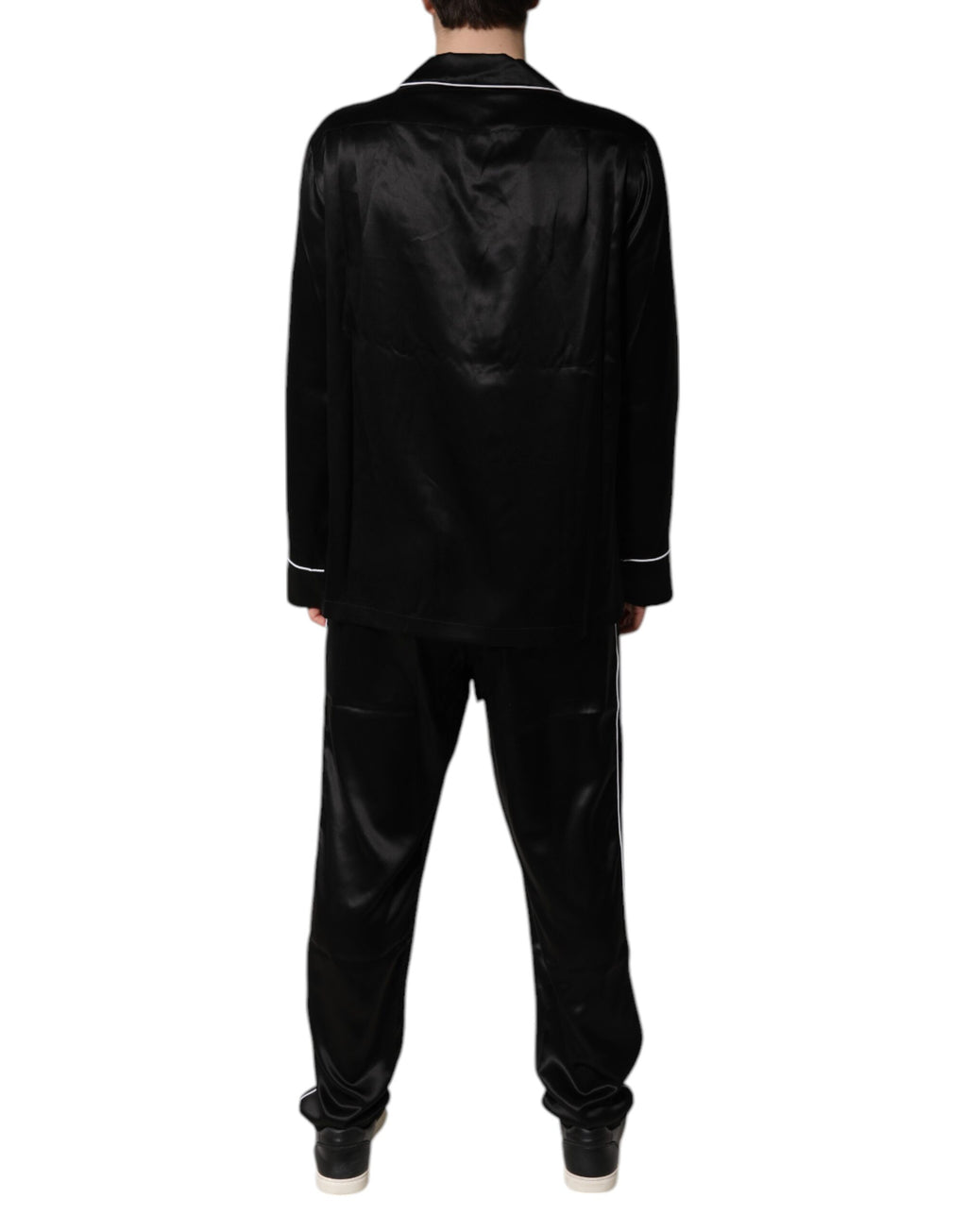 Dolce & Gabbana Black Silk Shirt Pants Pajama Set Sleepwear