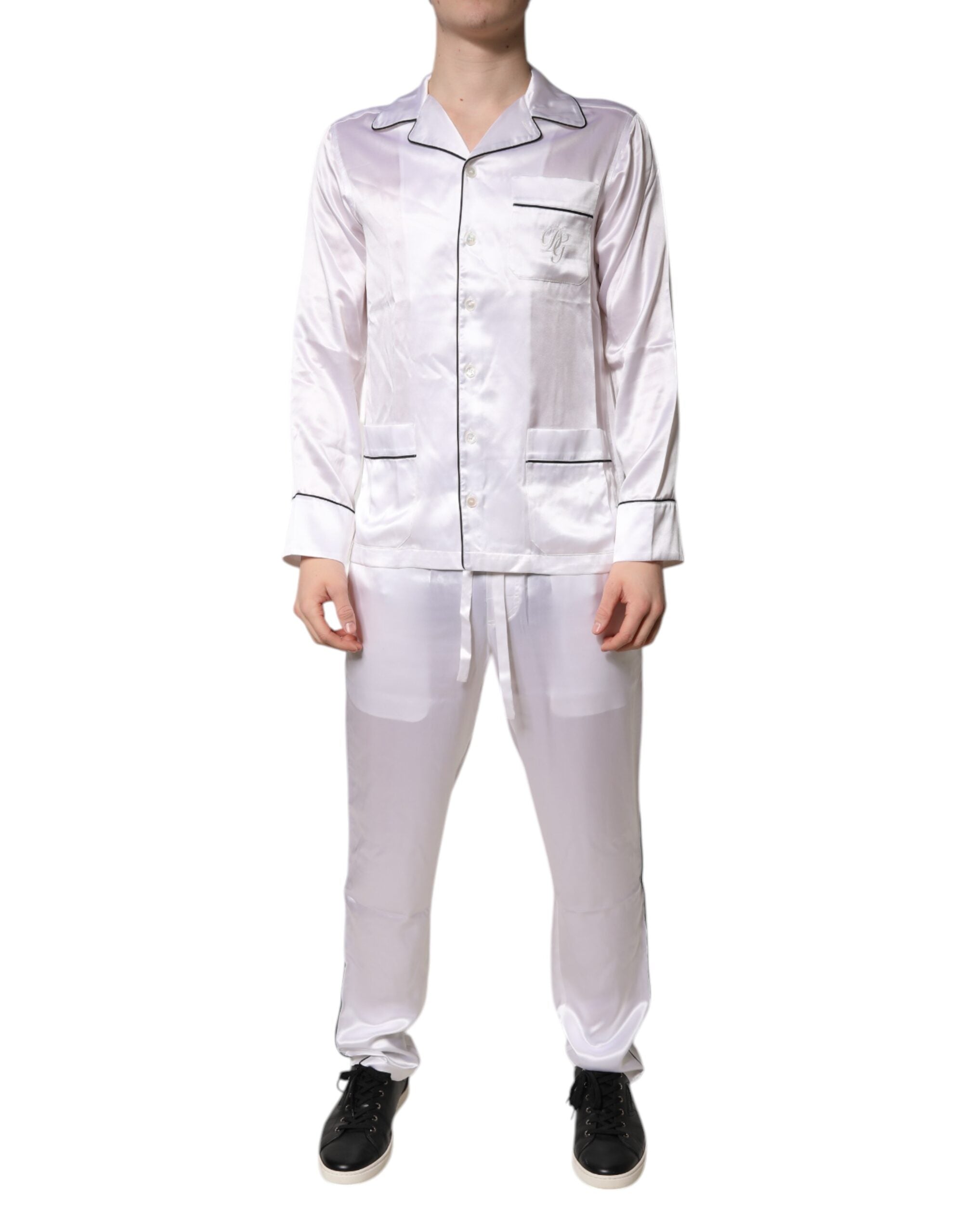 Dolce & Gabbana Conjunto de Pijama de Satén y Seda Blanca para Hombre