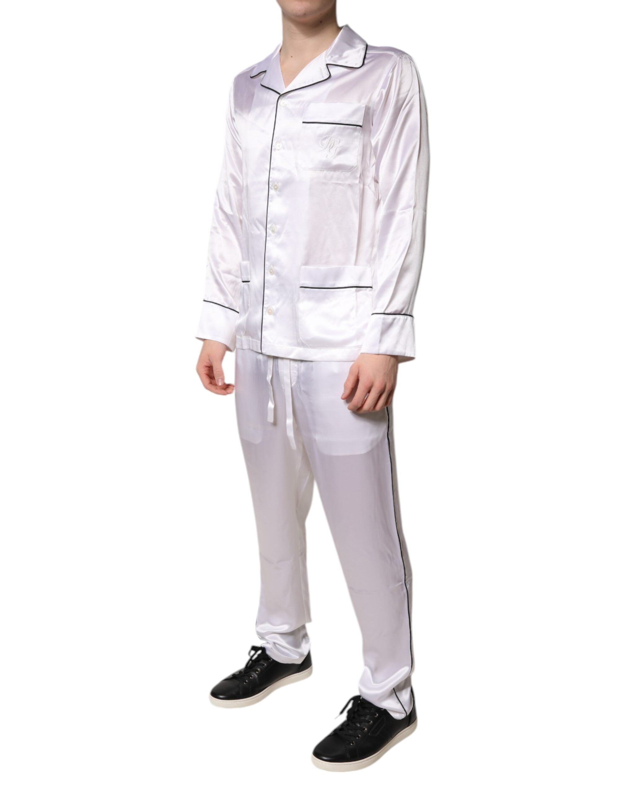 Dolce & Gabbana Conjunto de Pijama de Satén y Seda Blanca para Hombre