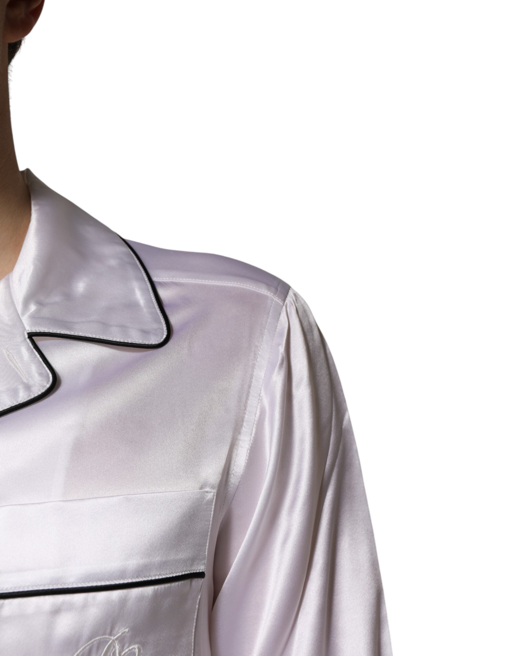 Dolce & Gabbana Conjunto de Pijama de Satén y Seda Blanca para Hombre