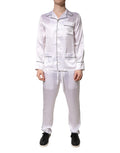 Dolce & Gabbana White Satin Silk Men Pajama Set Sleepwear