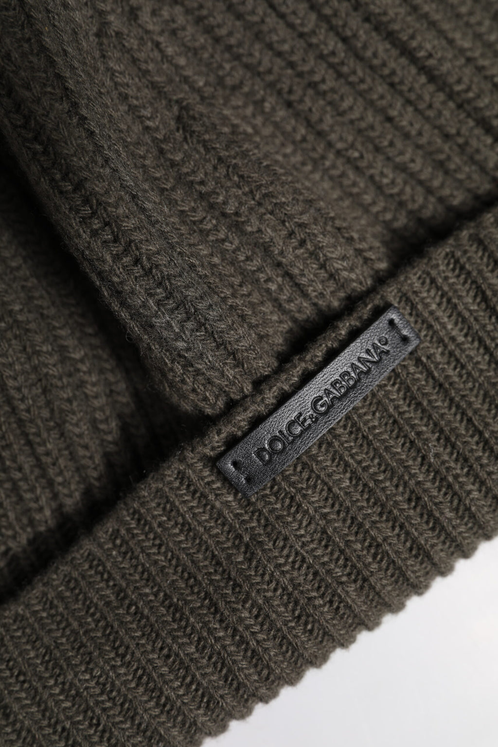 Dolce & Gabbana Green Wool DG Plaque Knitted Winter Beanie Hat