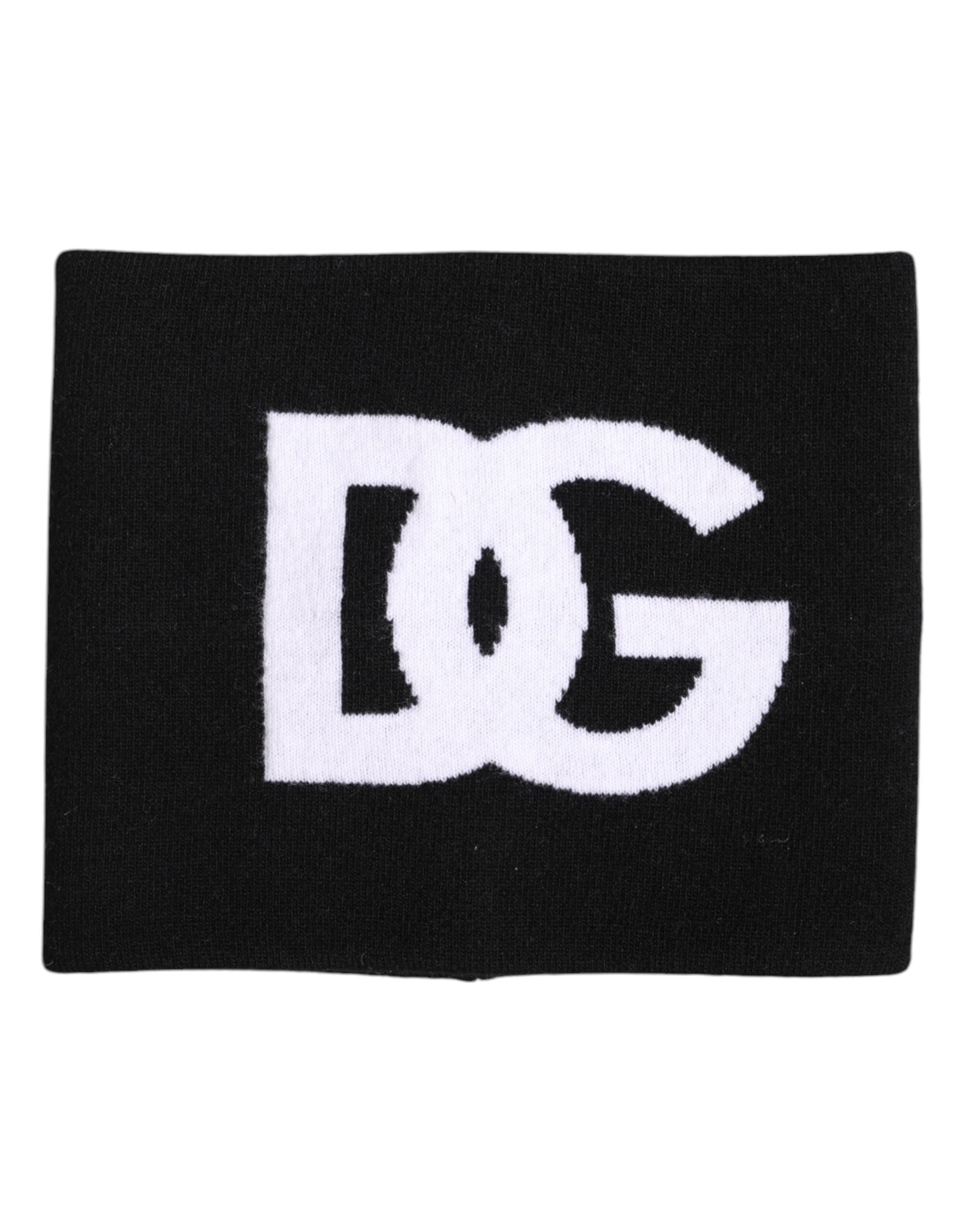 Bufanda de punto Dolce & Gabbana negra y blanca con logo y cuello más cálido