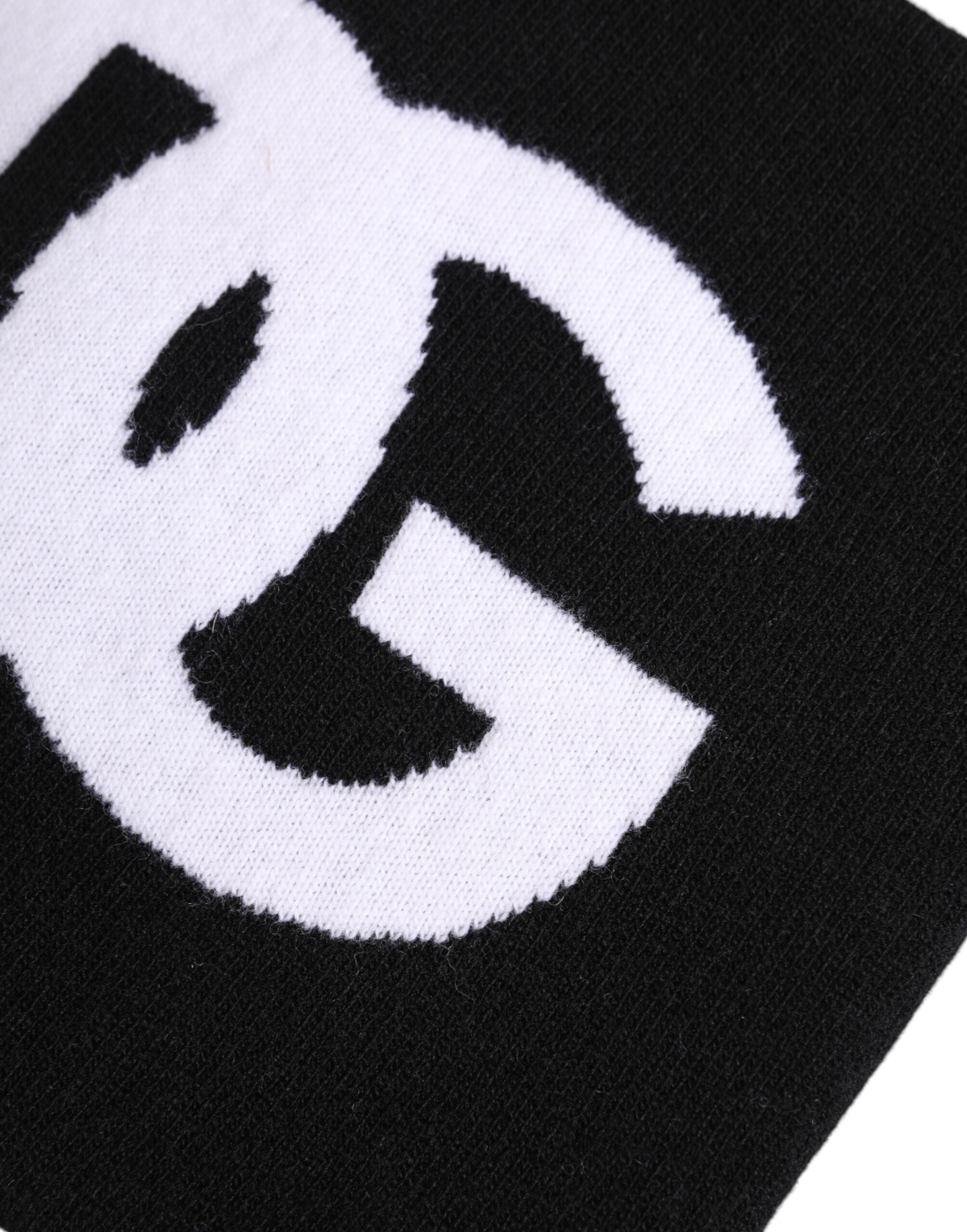 Bufanda de punto Dolce & Gabbana negra y blanca con logo y cuello más cálido